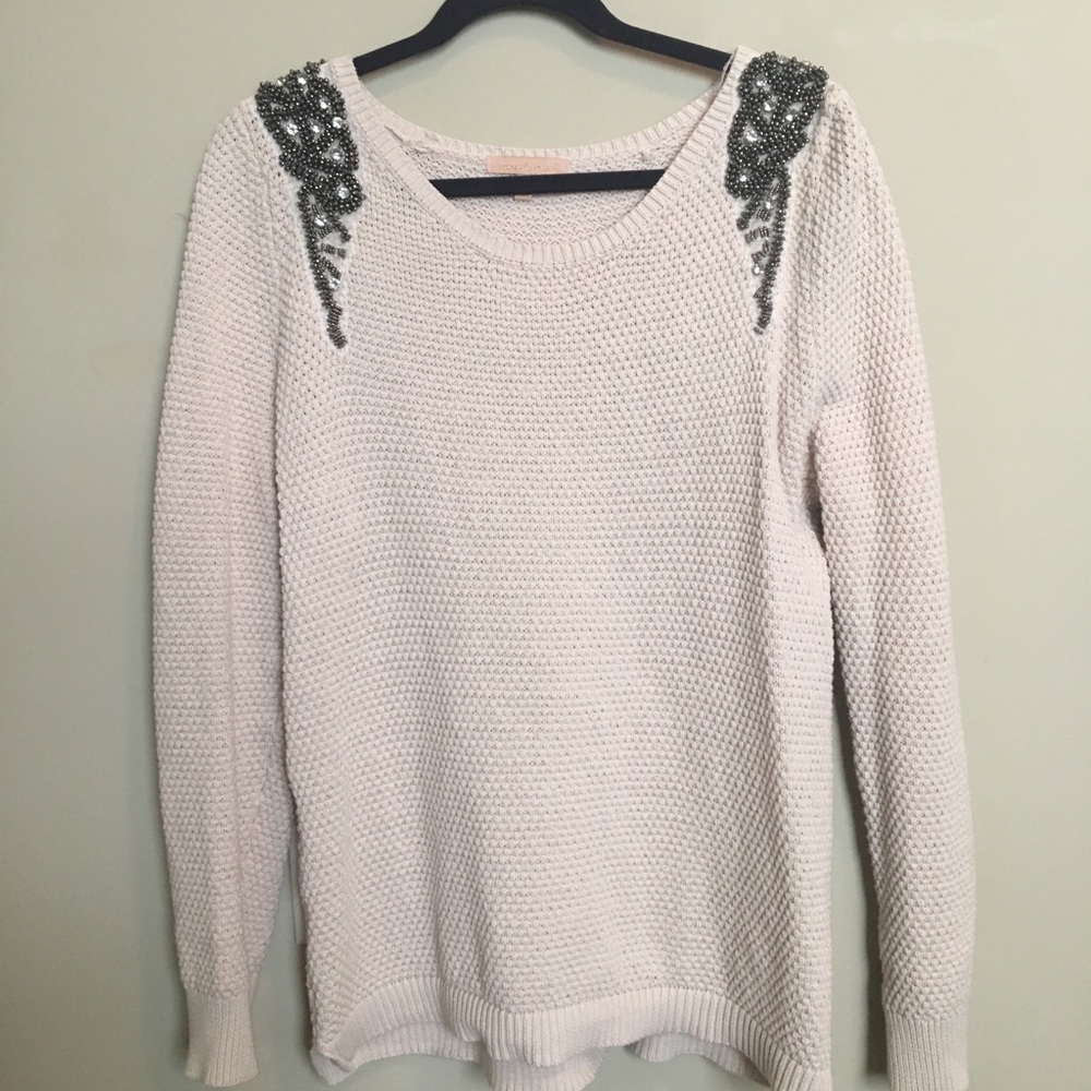 Cream sweater with crystal details